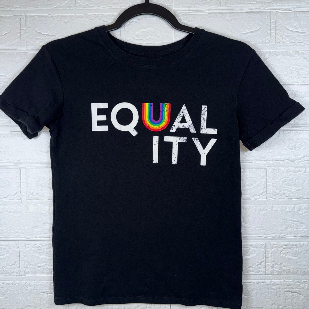 Target #takepride Equality Graphic Tee Kids Medium Black Rainbow Pride Shirt